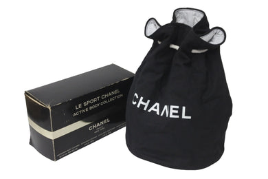 CHANEL シャネル 巾着バッグ キャンバス ビニール ブラック ホワイト ノベルティ 良品 中古 58055