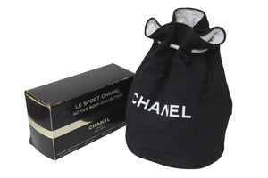 CHANEL シャネル 巾着バッグ キャンバス ビニール ブラック ホワイト ノベルティ 良品 中古 58055