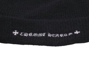 CHROME HEARTS クロムハーツ ニットキャップ 帽子 マルチプラス 刺繍 ビーニー ウール ブラック ホワイト サイズOS 美品 中古 58071