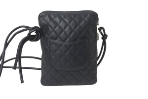 CHANEL シャネル ショルダーバッグ カンボンライン ミディアムポシェット A25178 ブラック シルバー金具 美品 中古 58077