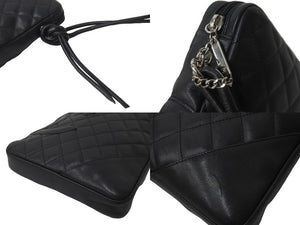CHANEL シャネル ショルダーバッグ カンボンライン ミディアムポシェット A25178 ブラック シルバー金具 美品 中古 58077