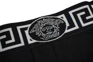 未使用品 VERSACE ヴェルサーチ グレカ ボーダー トランクス メデューサ ブラック ホワイト サイズ48 58106 