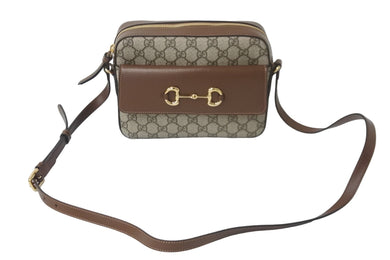 新品同様 GUCCI グッチ ホースビット 1955 スモール ショルダーバッグ ブラウン GGスプリームキャンバス 645454 中古 58122