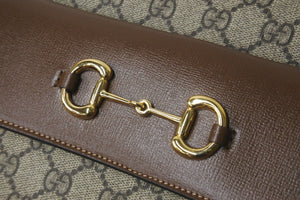新品同様 GUCCI グッチ ホースビット 1955 スモール ショルダーバッグ ブラウン GGスプリームキャンバス 645454 中古 58122