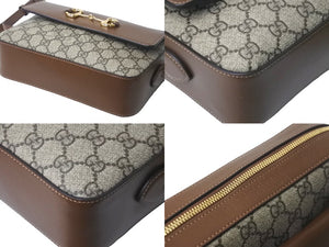 新品同様 GUCCI グッチ ホースビット 1955 スモール ショルダーバッグ ブラウン GGスプリームキャンバス 645454 中古 58122