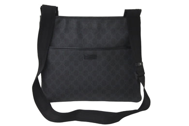 GUCCI グッチ ショルダーバッグ 162904 GGロゴ GGスプリームキャンバス ブラック シルバー金具 メンズ イタリア製 美品 中古 58127