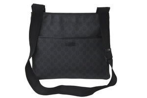GUCCI グッチ ショルダーバッグ 162904 GGロゴ GGスプリームキャンバス ブラック シルバー金具 メンズ イタリア製 美品 中古 58127
