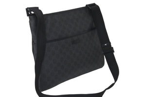 GUCCI グッチ ショルダーバッグ 162904 GGロゴ GGスプリームキャンバス ブラック シルバー金具 メンズ イタリア製 美品 中古 58127