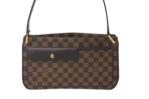 極美品 LOUIS VUITTON ルイヴィトン ショルダーバッグ N51129 オーバーニュ ダミエエベヌ ブラウン ゴールド金具 中古 58132