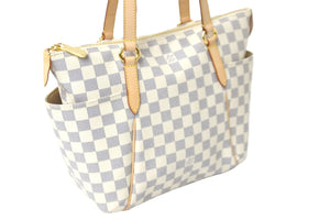極美品 LOUIS VUITTON ルイヴィトン トートバッグ N41280 トータリーPM ダミエアズールキャンバス アズール ゴールド 中古 58139
