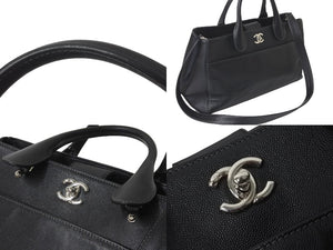 CHANEL シャネル ハンドバッグ エグゼクティブトート キャビアスキン 21番台 ココマーク シルバー金具 2way 美品 中古 58142