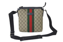 Load image into Gallery viewer, 極美品 GUCCI グッチ ショルダーバッグ GGスプリームフラットメッセンジャー キャンバス 471454 ベージュ シルバー金具 中古 58143