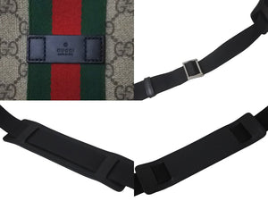 極美品 GUCCI グッチ ショルダーバッグ GGスプリームフラットメッセンジャー キャンバス 471454 ベージュ シルバー金具 中古 58143