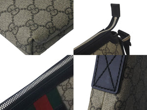 極美品 GUCCI グッチ ショルダーバッグ GGスプリームフラットメッセンジャー キャンバス 471454 ベージュ シルバー金具 中古 58143