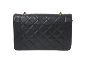 CHANEL シャネル ショルダーバッグ ダイアナ 25 2番台 ラムスキン ブラック ゴールド金具 美品 中古 58151