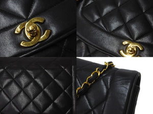 CHANEL シャネル ショルダーバッグ ダイアナ 25 2番台 ラムスキン ブラック ゴールド金具 美品 中古 58151