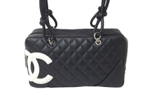 Load image into Gallery viewer, CHANEL シャネル ショルダーバッグ カンボンライン 11番台 カーフスキン ブラック ホワイト シルバー金具 美品 中古 58152