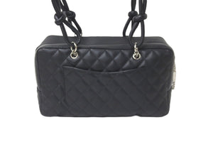 CHANEL シャネル ショルダーバッグ カンボンライン 11番台 カーフスキン ブラック ホワイト シルバー金具 美品 中古 58152