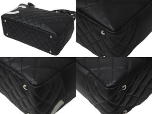 CHANEL シャネル ショルダーバッグ カンボンライン 11番台 カーフスキン ブラック ホワイト シルバー金具 美品 中古 58152