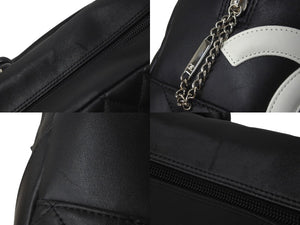 CHANEL シャネル ショルダーバッグ カンボンライン 11番台 カーフスキン ブラック ホワイト シルバー金具 美品 中古 58152