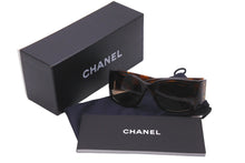 Load image into Gallery viewer, CHANEL シャネル サングラス ココマーク ラインストーン 55□18 125 5134-B マーブル ブラウン ゴールド金具 美品 中古 58158