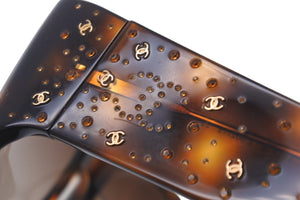 CHANEL シャネル サングラス ココマーク ラインストーン 55□18 125 5134-B マーブル ブラウン ゴールド金具 美品 中古 58158
