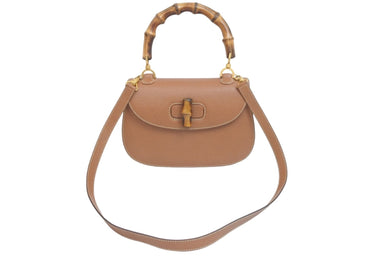 GUCCI グッチ ショルダーバッグ 2WAY ブラウン バンブー レザー 000-2113-0633 ゴールド金具 美品 中古 58177