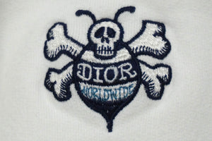 Dior ディオール スウェットプルオーバーパーカー ビー 刺繍 033J605G0531 ホワイト M コットン 美品 中古 58206