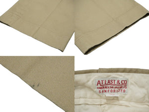 AtLast&amp;Co アットラスト チノパンツ タックパンツ ベージュ コットン ボタンフライ ベルトループ付き 美品 中古 58245 