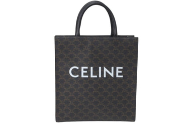 極美品 CELINE セリーヌ バーティカルカバ ハンドバッグ ブラウン 191542BZK.04LU キャンバス カーフスキン 中古 58253