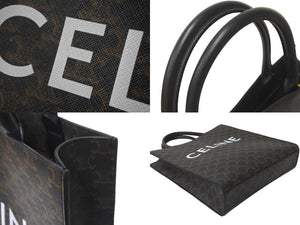 極美品 CELINE セリーヌ バーティカルカバ ハンドバッグ ブラウン 191542BZK.04LU キャンバス カーフスキン 中古 58253