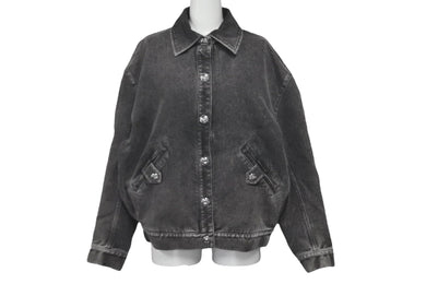 極美品 CHANEL シャネル ジャケット デニムジャケット ココマーク レディース P74033V65658 グレー系 シルバー金具 中古 58269
