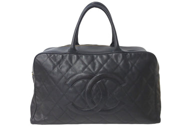 CHANEL シャネル ボストンバッグ ボーリングボストンバック キャビアスキン 8番台 ブラック ゴールド金具 良品 中古 58274