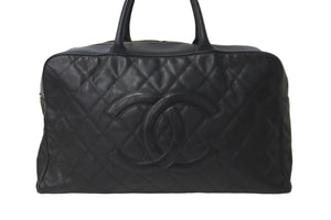 CHANEL シャネル ボストンバッグ ボーリングボストンバック キャビアスキン 8番台 ブラック ゴールド金具 良品 中古 58274
