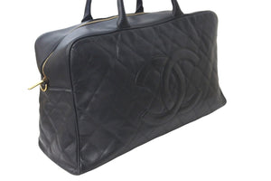 CHANEL シャネル ボストンバッグ ボーリングボストンバック キャビアスキン 8番台 ブラック ゴールド金具 良品 中古 58274