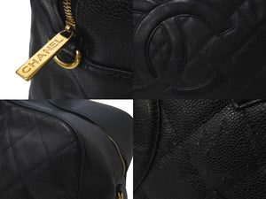 CHANEL シャネル ボストンバッグ ボーリングボストンバック キャビアスキン 8番台 ブラック ゴールド金具 良品 中古 58274