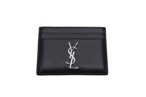 SAINT LAURENT サンローラン カードケース パスケース レザー 4856310SX0E シルバー金具 美品 中古 58296 