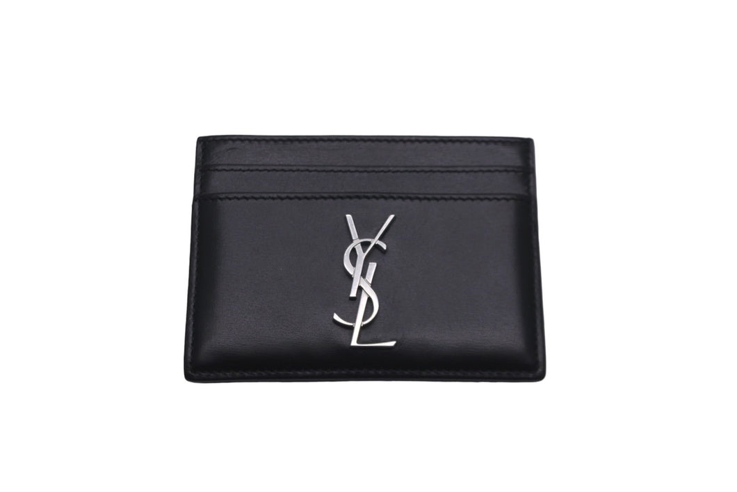 SAINT LAURENT サンローラン カードケース パスケース レザー 4856310SX0E シルバー金具 美品 中古 58296 