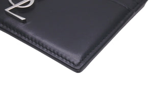 SAINT LAURENT サンローラン カードケース パスケース レザー 4856310SX0E シルバー金具 美品 中古 58296 