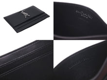画像をギャラリービューアに読み込む, SAINT LAURENT サンローラン カードケース パスケース レザー 4856310SX0E シルバー金具 美品 中古 58296 