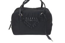 Load image into Gallery viewer, PRADA プラダ ハンドバッグ ビジューロゴハンドバッグ BN1145 ナイロン ブラック シルバー金具 美品 中古 58301