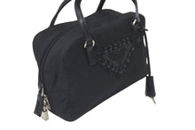 Load image into Gallery viewer, PRADA プラダ ハンドバッグ ビジューロゴハンドバッグ BN1145 ナイロン ブラック シルバー金具 美品 中古 58301