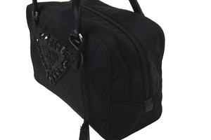 PRADA プラダ ハンドバッグ ビジューロゴハンドバッグ BN1145 ナイロン ブラック シルバー金具 美品 中古 58301