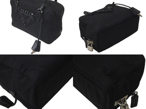 PRADA プラダ ハンドバッグ ビジューロゴハンドバッグ BN1145 ナイロン ブラック シルバー金具 美品 中古 58301