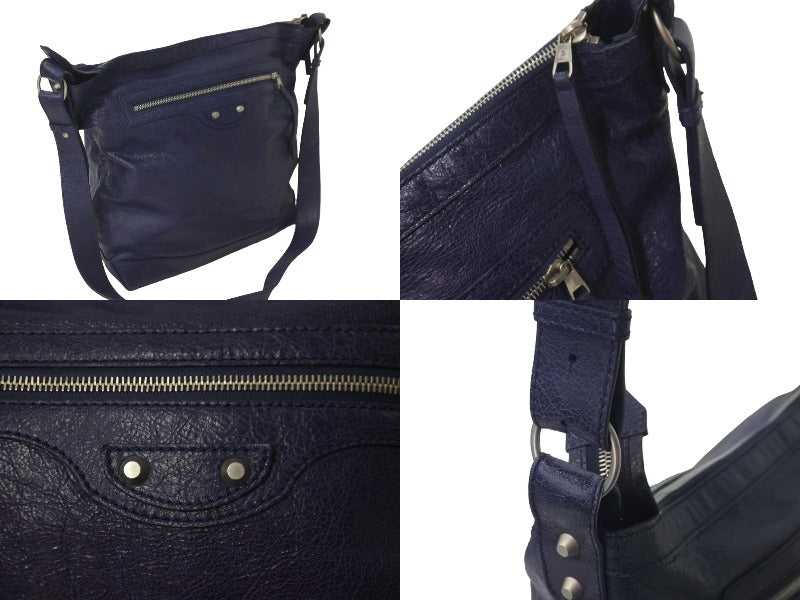 バレンシアガ クラシックディ レザー ショルダーバッグ 斜めがけ 濃紺 BALENCIAGA バレンシアガ クラシック デイ レザー ショルダー