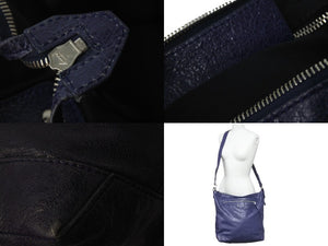 BALENCIAGA バレンシアガ クラシック デイ レザー ショルダーバッグ 272409 ネイビー 斜め掛け カバン 鞄 良品 中古 58306