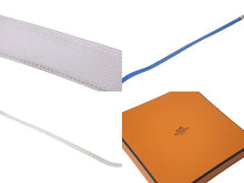 Load image into Gallery viewer, HERMES エルメス ベルト バックル Hロゴ ダイヤ □O刻 リバーシブル ブルー ホワイト サイズ90 シルバー金具 美品 中古 58317