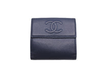 Load image into Gallery viewer, CHANEL シャネル 二つ折り財布 小銭入れ 16番台 2012年 ココマーク キャビアスキン ネイビー シルバー金具 良品 中古 58326