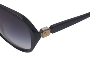CHANEL シャネル オーバル サングラス ココマーク 5285-A 58□17 ブラック ロゴ アイウェア 小物 美品 中古 58327