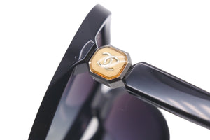 CHANEL シャネル オーバル サングラス ココマーク 5285-A 58□17 ブラック ロゴ アイウェア 小物 美品 中古 58327
